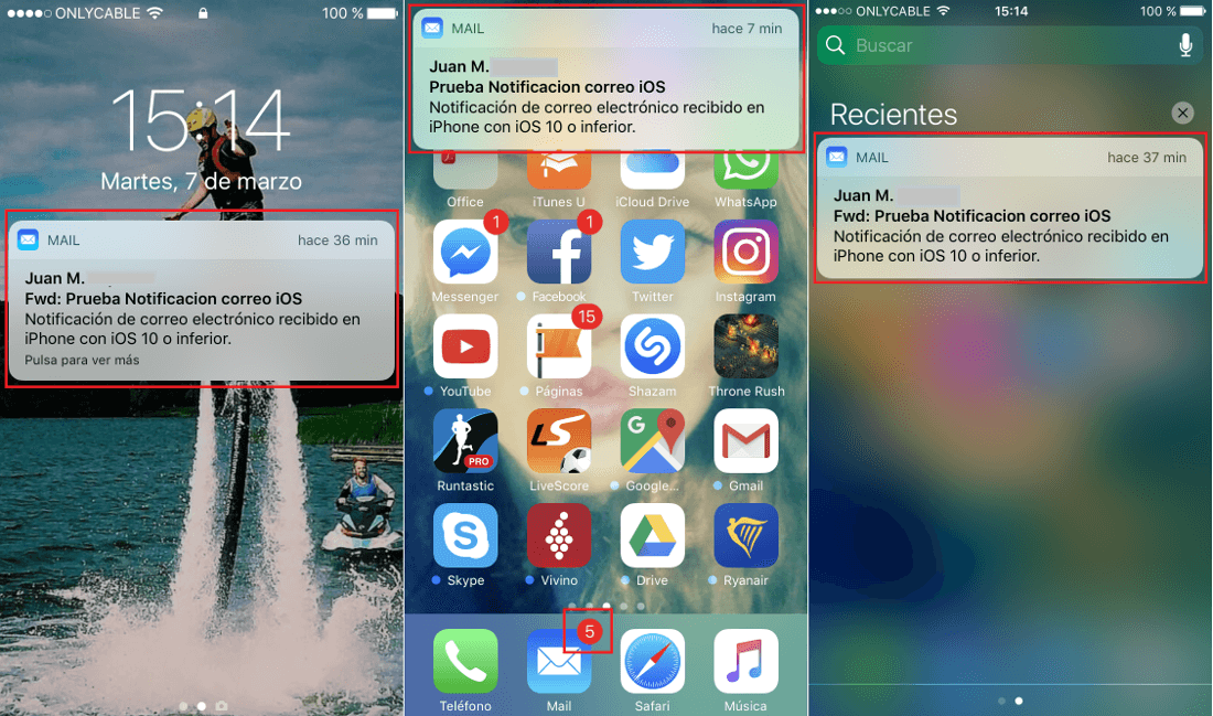 Como recibir notificaciones de la app Correo en iPhone cuando recibimos